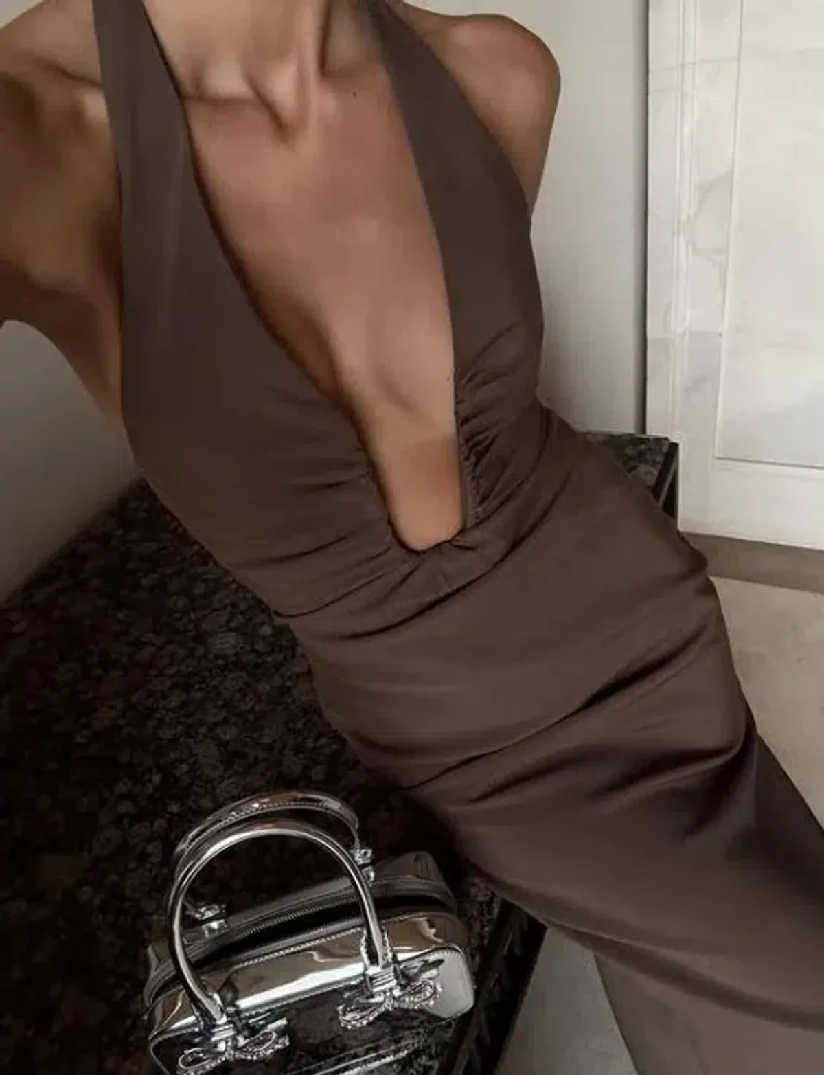 Misha The Alusia Maxi Dress Mink Brown Size 10/M for rent on The Volte - main image