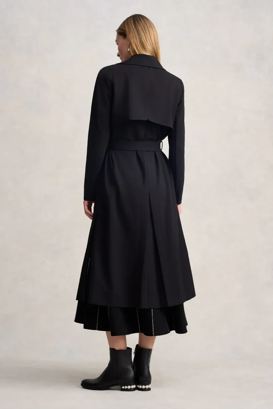 Blue Illusion Ponte Trench Coat in Black Size S / AU 10 for rent on The Volte - main image