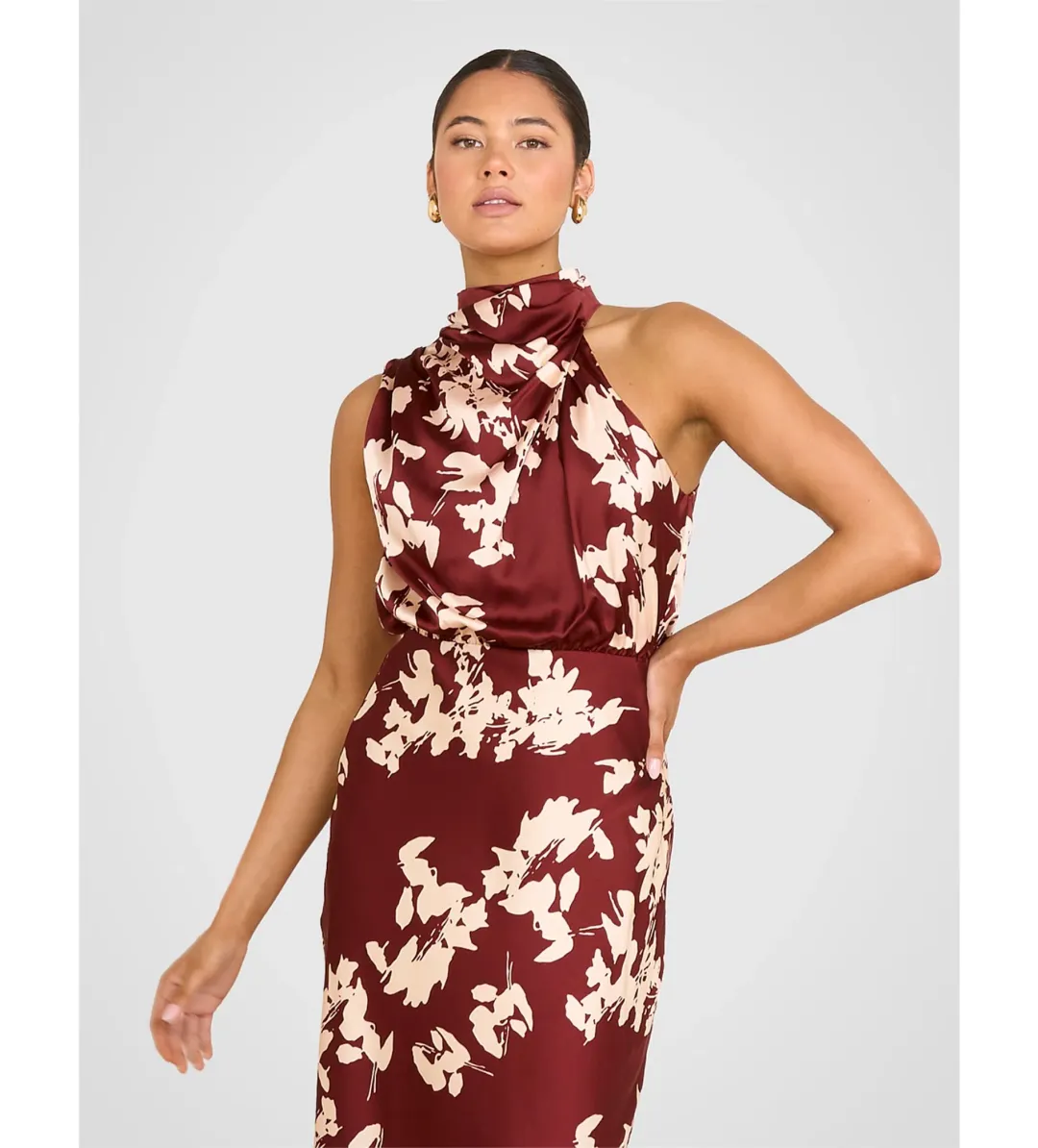 Pilgrim Theodore High Neck Midi Dress Floral Size AU 10 for rent on The Volte - main image