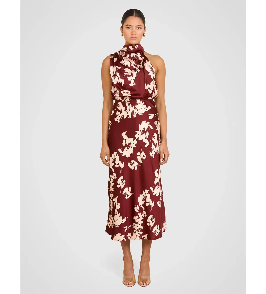 Pilgrim Theodore High Neck Midi Dress Floral Size AU 10 for rent on The Volte - main image