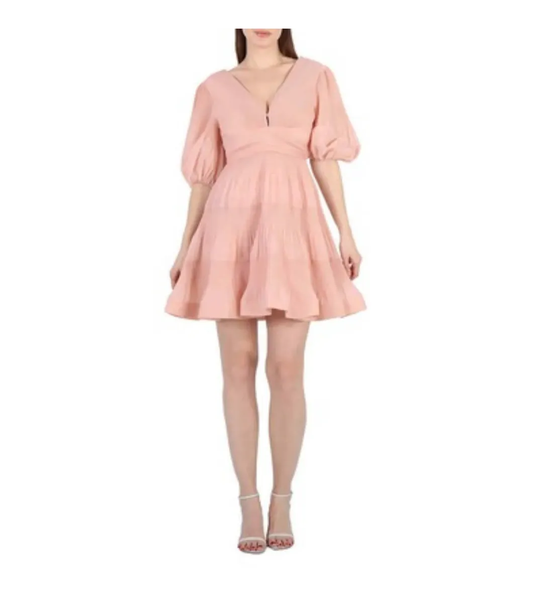 Zimmermann	The Pleated Mini Dress	Light Peach Size 3/Au 14  for rent on The Volte - main image
