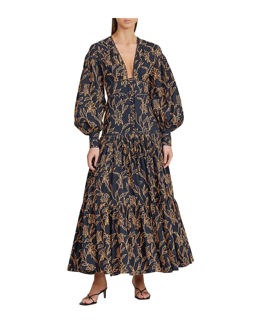 Acler Hender Lace Cotton Dress Black Print Size 4  for rent on The Volte - main image