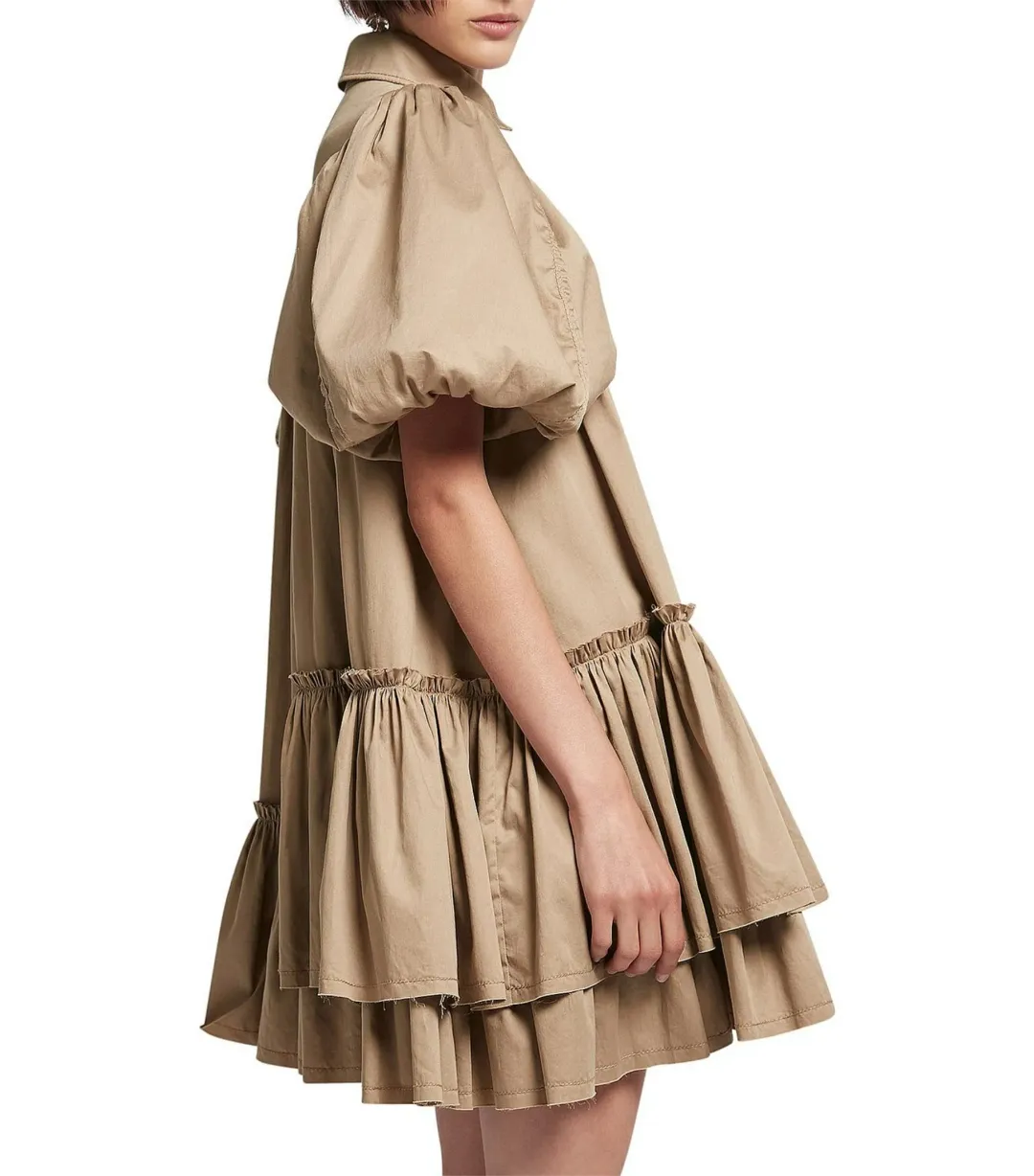 Aje Ambience Puff Sleeve Mini Dress Mocha Size AU 10 for rent on The Volte - main image