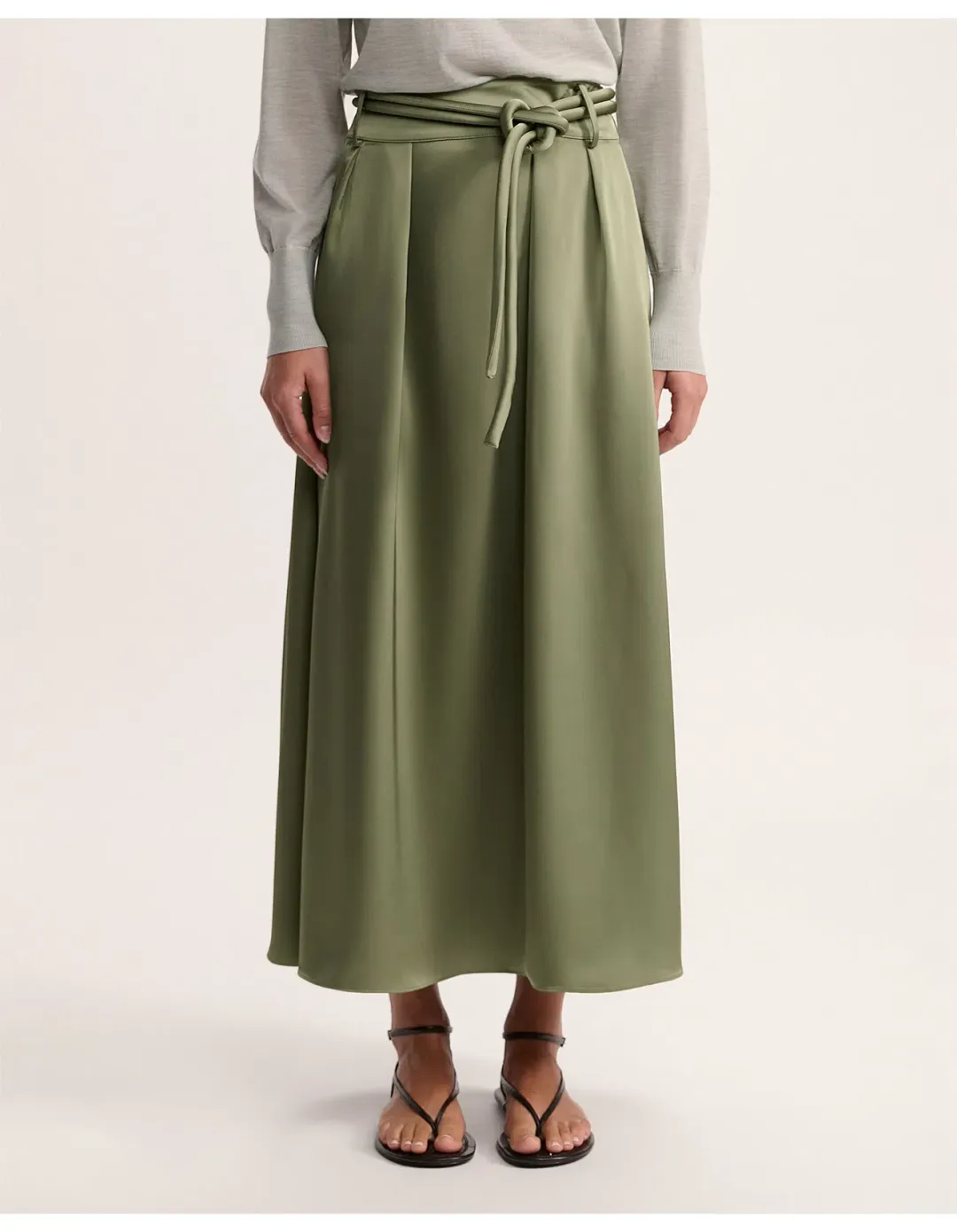 Saba Jayde Belted Midi Skirt Olive Green Size AU 6 for rent on The Volte - main image