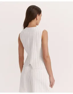 Saba Dharma Pinstripe Vest White Size AU 4 for rent on The Volte - image 3
