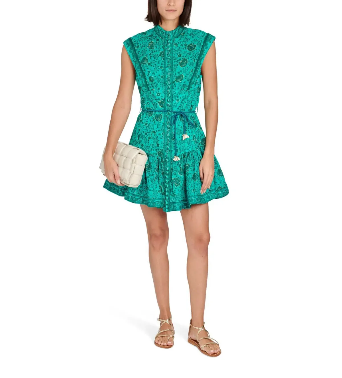 Zimmermann Lulu Panelled Floral Flip Dress In Green Size 0/Au 8  for rent on The Volte - main image