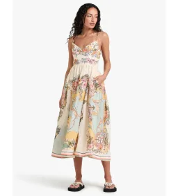 Zimmermann Tallow Tucked Bodice Midi Dress Nautical Map Size 2/AU 12 for rent on The Volte - image 2