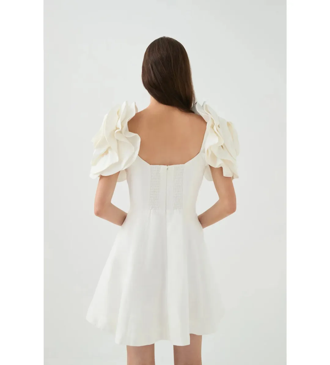 Aje Twyla Mini Dress Ivory Size AU 10 for rent on The Volte - main image