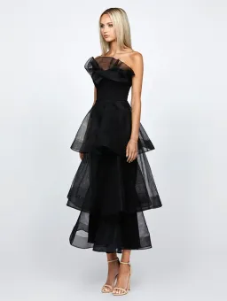 Barino Kascade Tiered Ruffle Midaxi Midi Black Size AU 10 for rent on The Volte - image 3