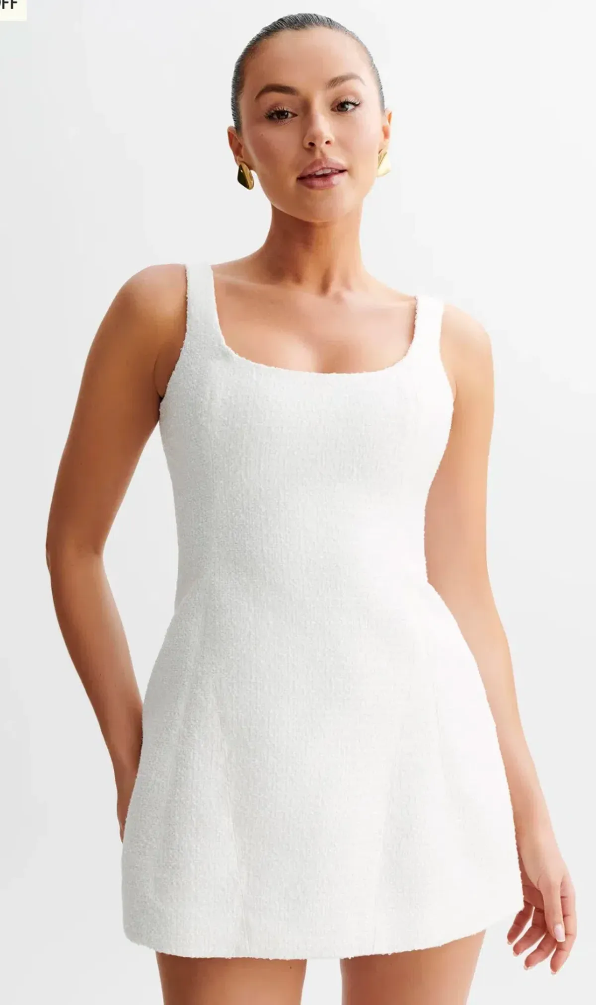 Meshki Beth Tweed Mini Dress White Size AU 6 for rent on The Volte - main image