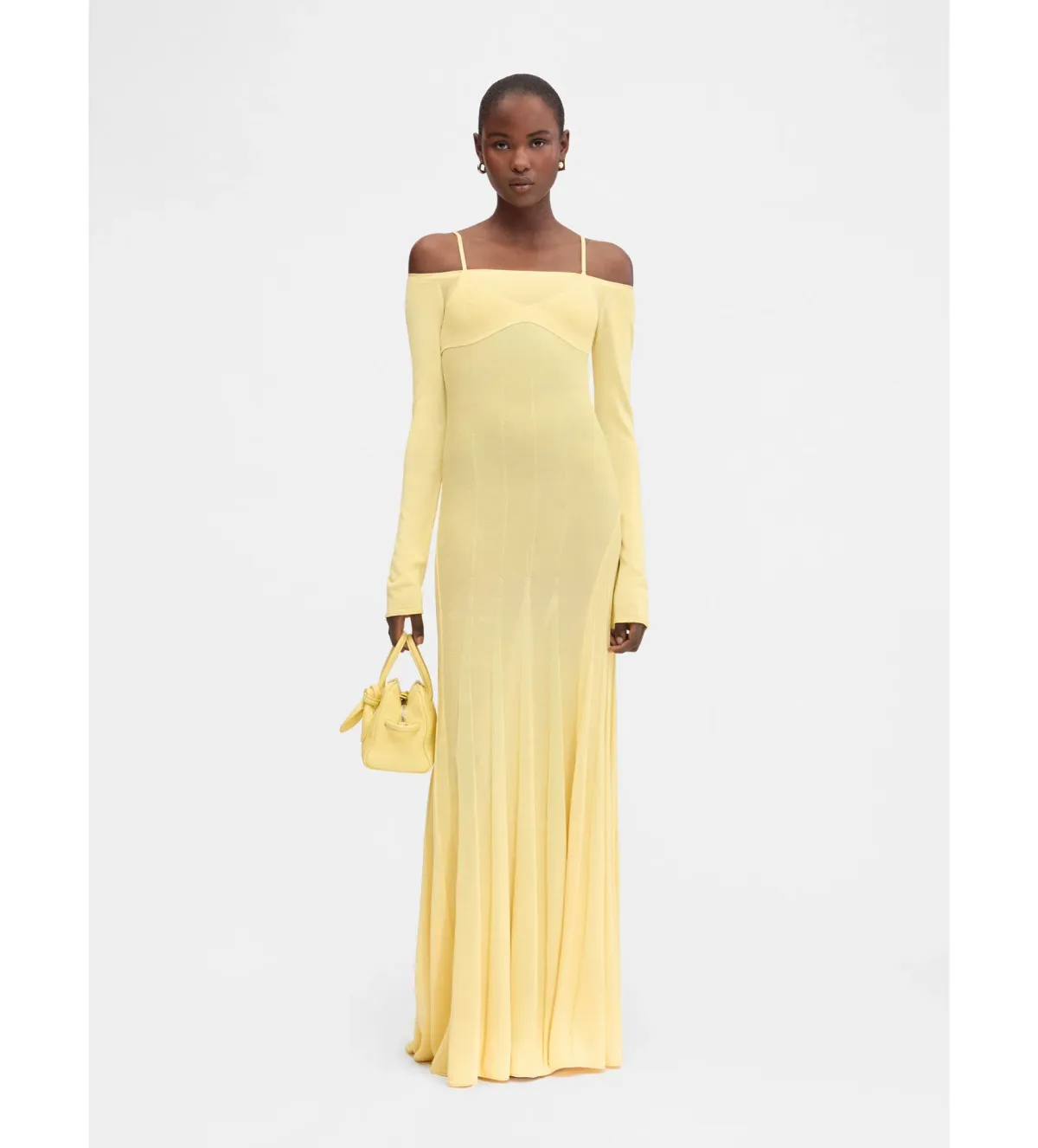 JacquemusLa Robe Maille Valensole Dress Yellow Size 8  for rent on The Volte - main image