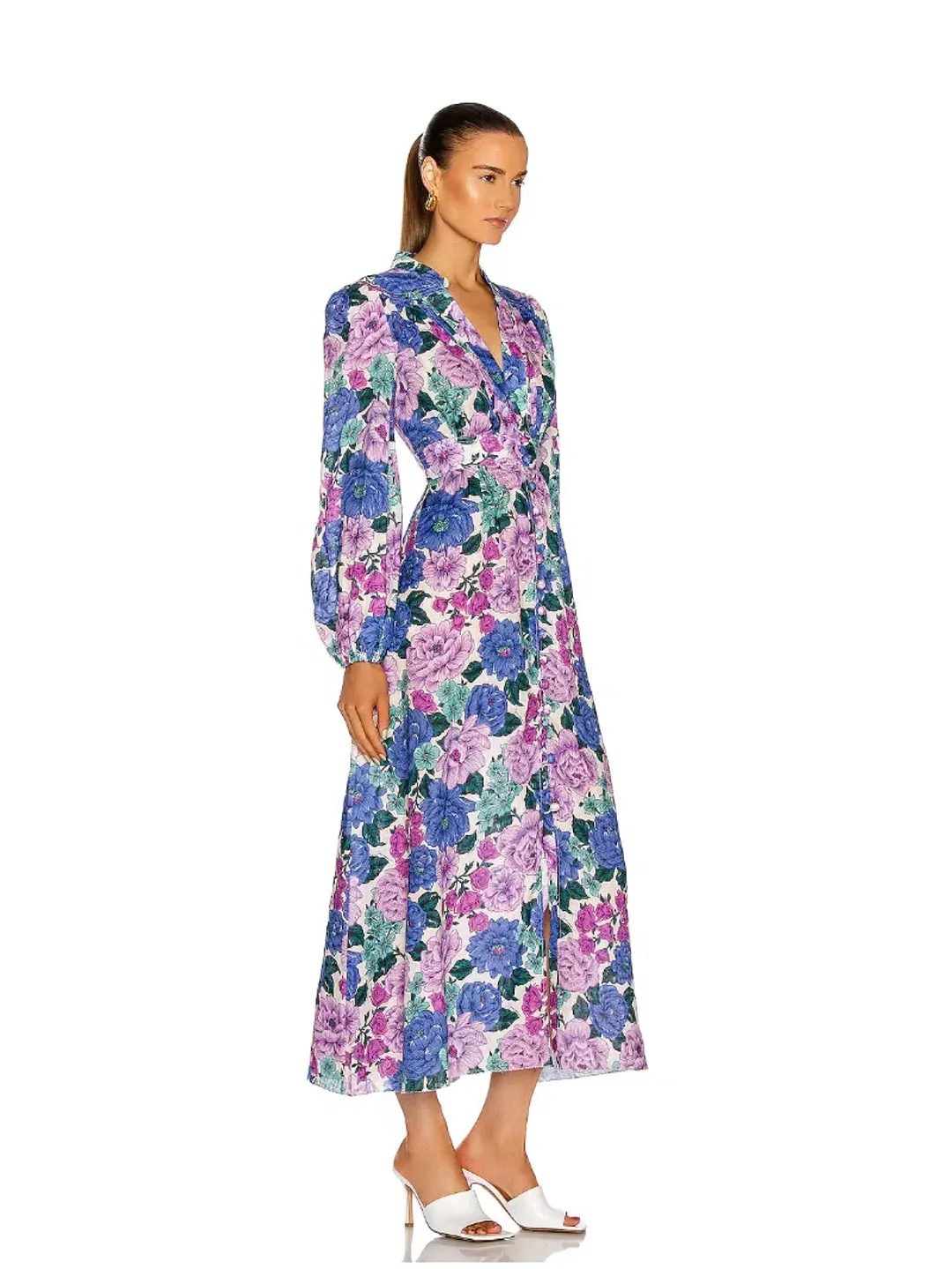 Zimmermann  Poppy Plunge Made Midi Dress in Multi Floral Size 14 for rent on The Volte - main image