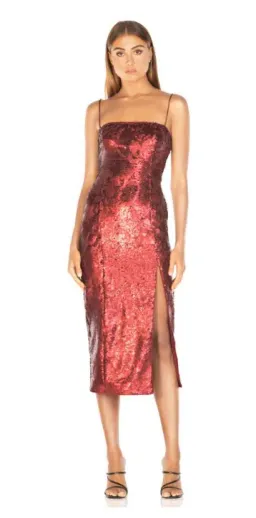 Misha Sequin Midi Dress Red Size 8 for rent on The Volte - image 1