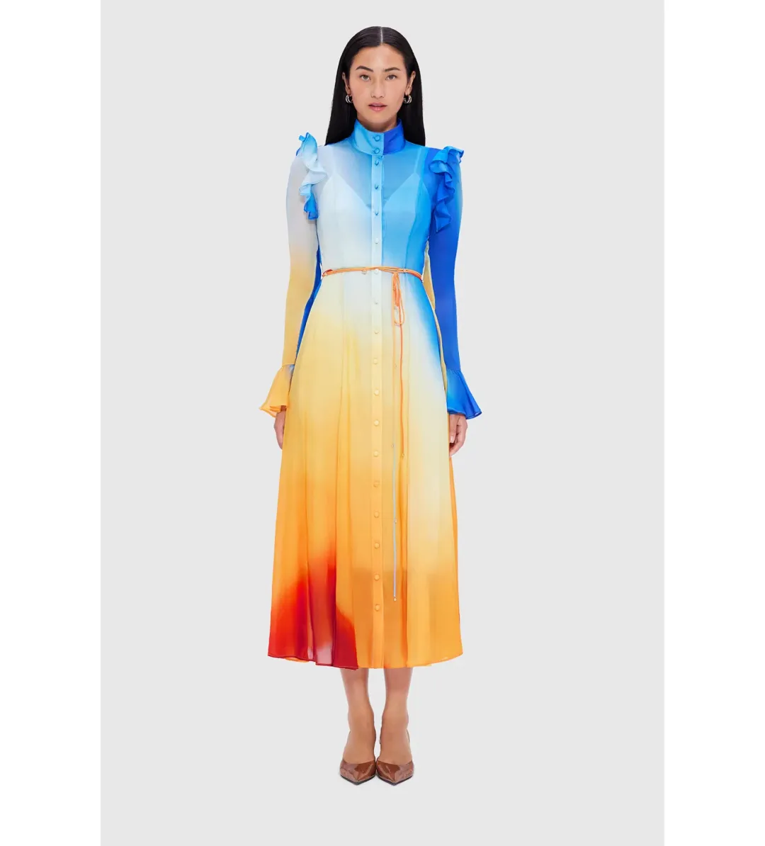 Leo Lin Multicolour Katrina Butterfly Sleeve Midi Dress – Enigma Size AU 10 for rent on The Volte - main image