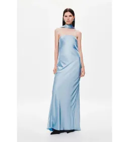 MISHA The Lilia Satin Dress in Blue Size 10 for rent on The Volte - image 1