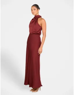 Pilgrim Otillie High Neck Gown Burgundy Size AU 14 for rent on The Volte - image 2