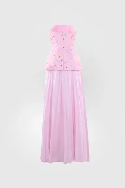 Justin Tong Cascade Pleated Gown Pink Size 12   for rent on The Volte - image 7