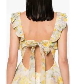 Zimmermann Harmony Frilled Mini Dress in Citrus Garden Print Size o / AU 8 for rent on The Volte - image 4