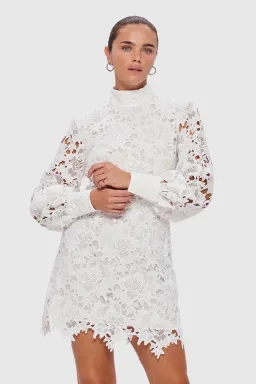 Leo Lin Isla Lace Mini Dress Snow Size 12 for rent on The Volte - image 2