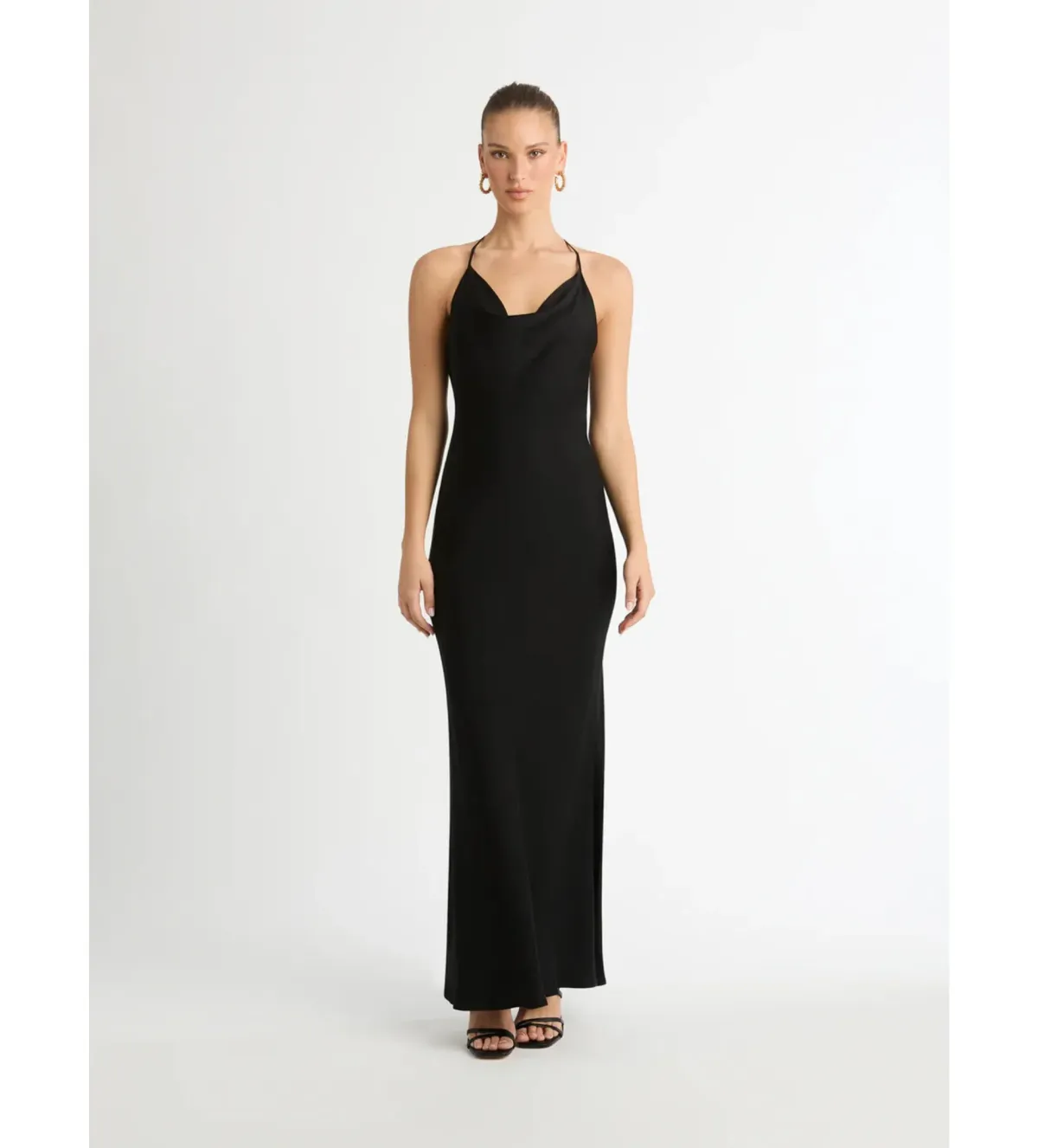 SHEIKE Ivy Draped Maxi Dress in Black Size AU 10 for rent on The Volte - main image