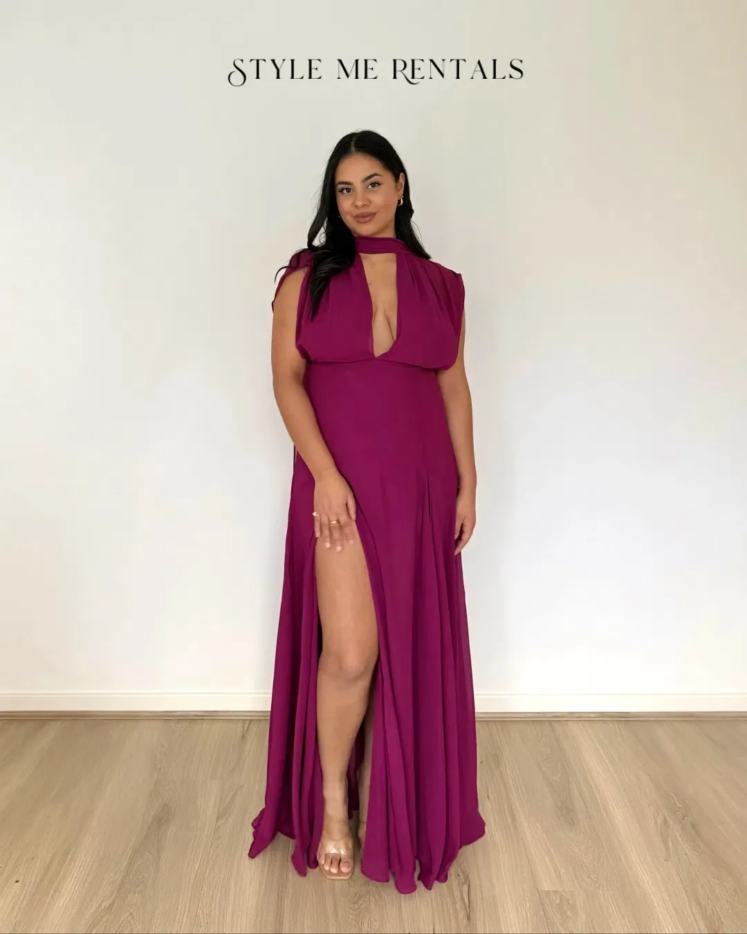 Calia Collection Gia Maxi Dress Fuchsia Size 10 for rent on The Volte - main image
