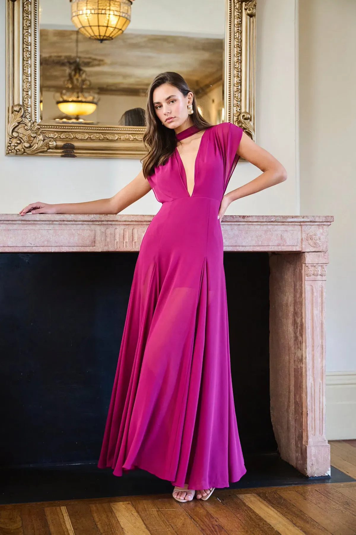 Calia Collection Gia Maxi Dress Fuchsia Size 10 for rent on The Volte - main image