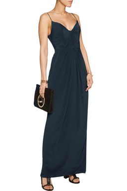 Zimmermann Pleated Silk Maxi Dress Navy Size 8 for rent on The Volte - image 1