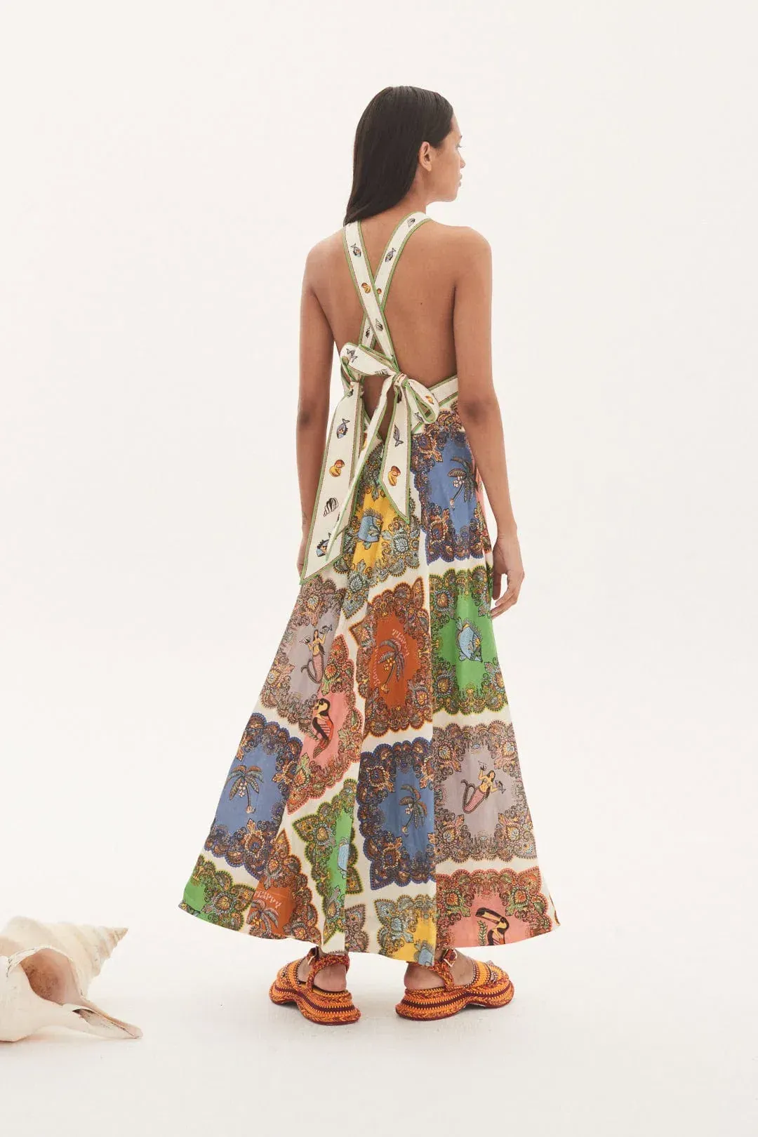 Alemais Trippy Troppo Halter Midi Dress Size 12 for rent on The Volte - main image