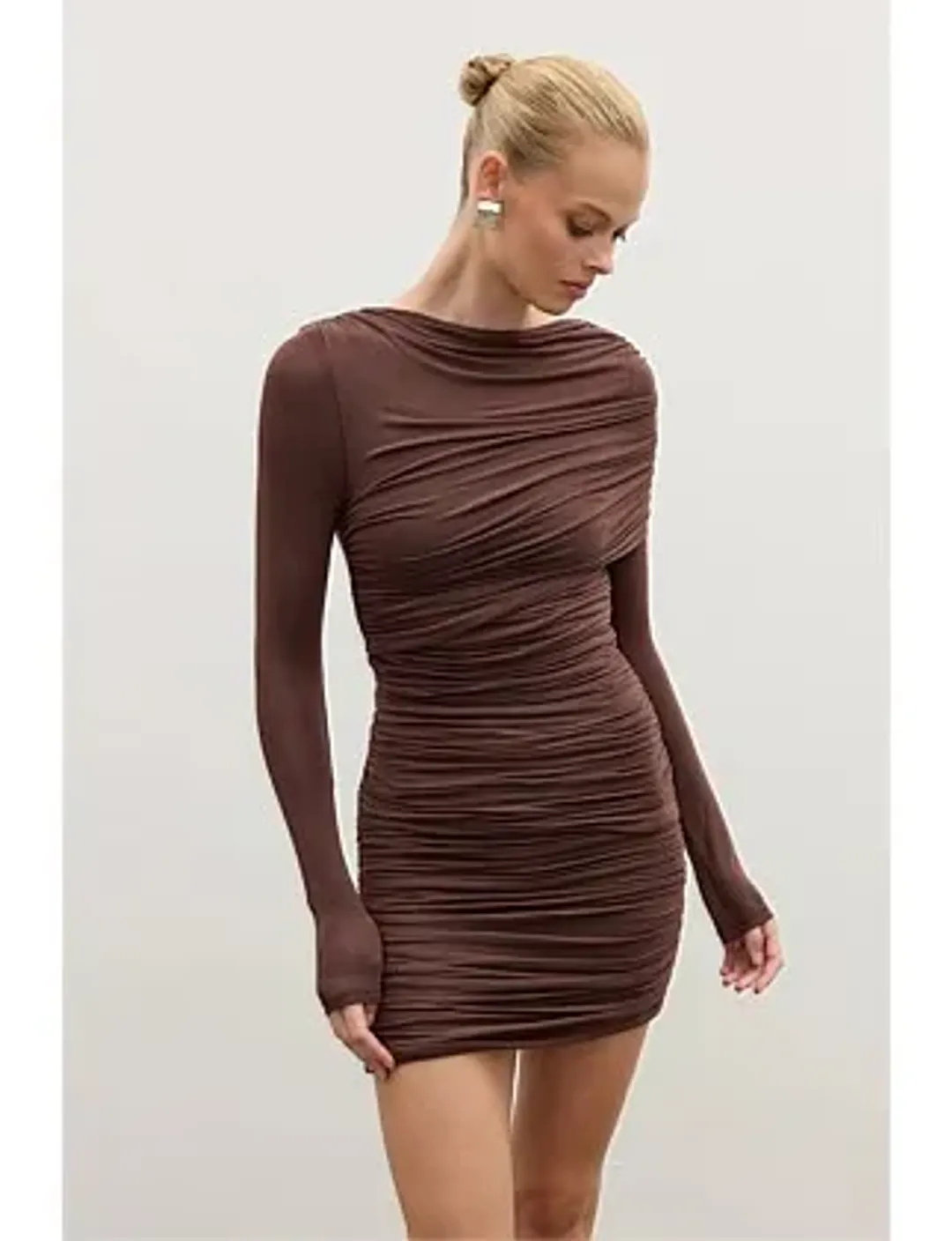 Bayse Kai Mini Dress in Chocolate Size S / AU 8 for rent on The Volte - main image