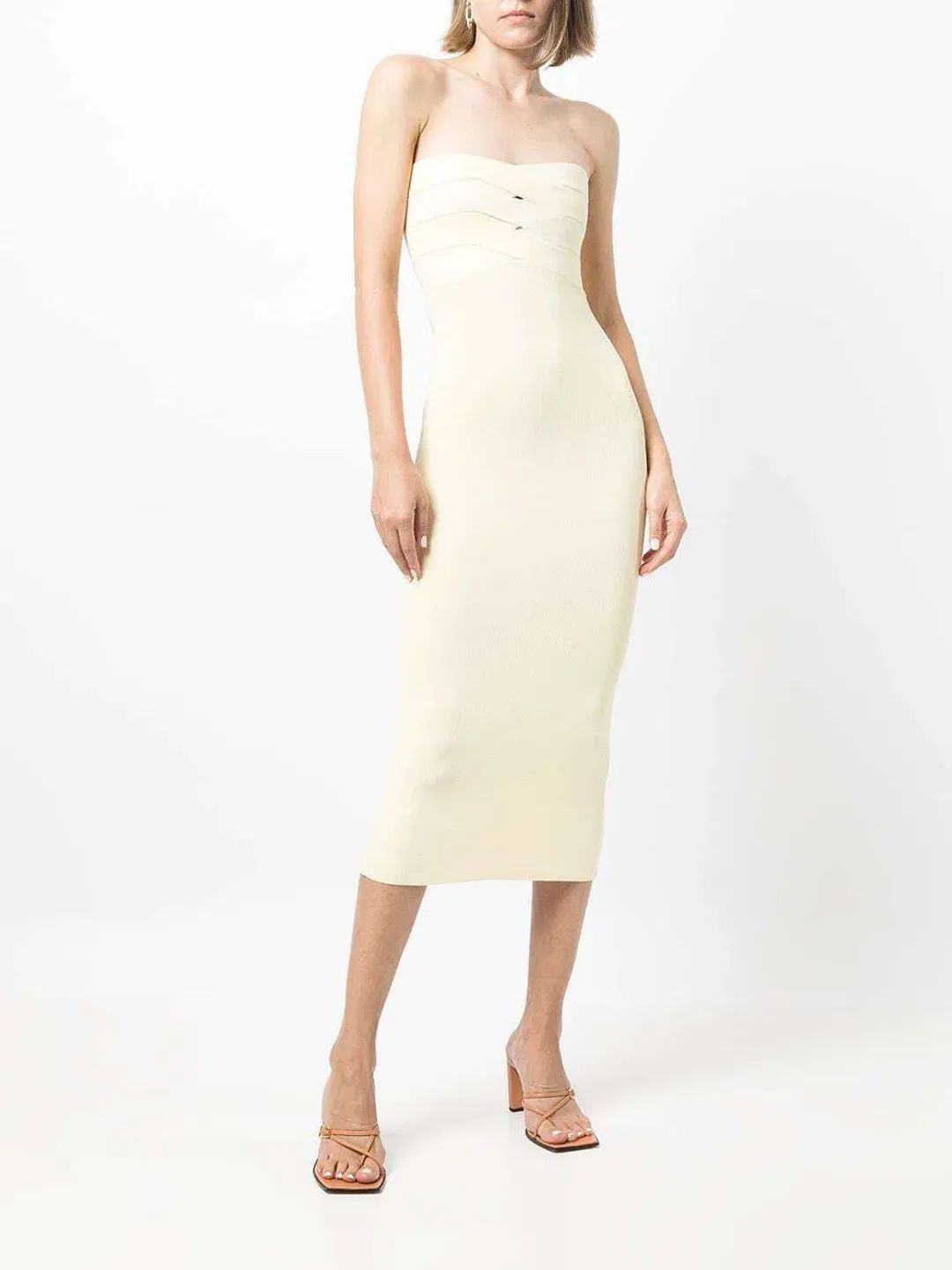 Dion Lee Interlock Bustier Midi Dress Yellow Size XS / AU 6 for rent on The Volte - main image