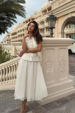 Self-portrait Sequined Bouclé Midi Dress White Size AU 12 for rent on The Volte - image 3