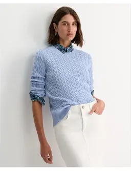 Sportscraft Merino Wool Baby Cable Sweater Pale Blue Size AU 8 for rent on The Volte - image 2