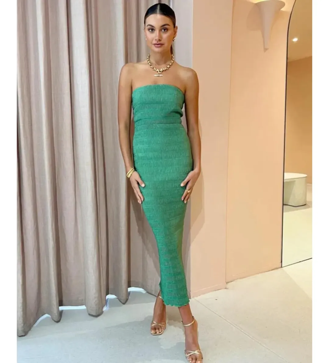 L'Idee Aurore Midi Dress Sea Green Size AU 8 for rent on The Volte - main image