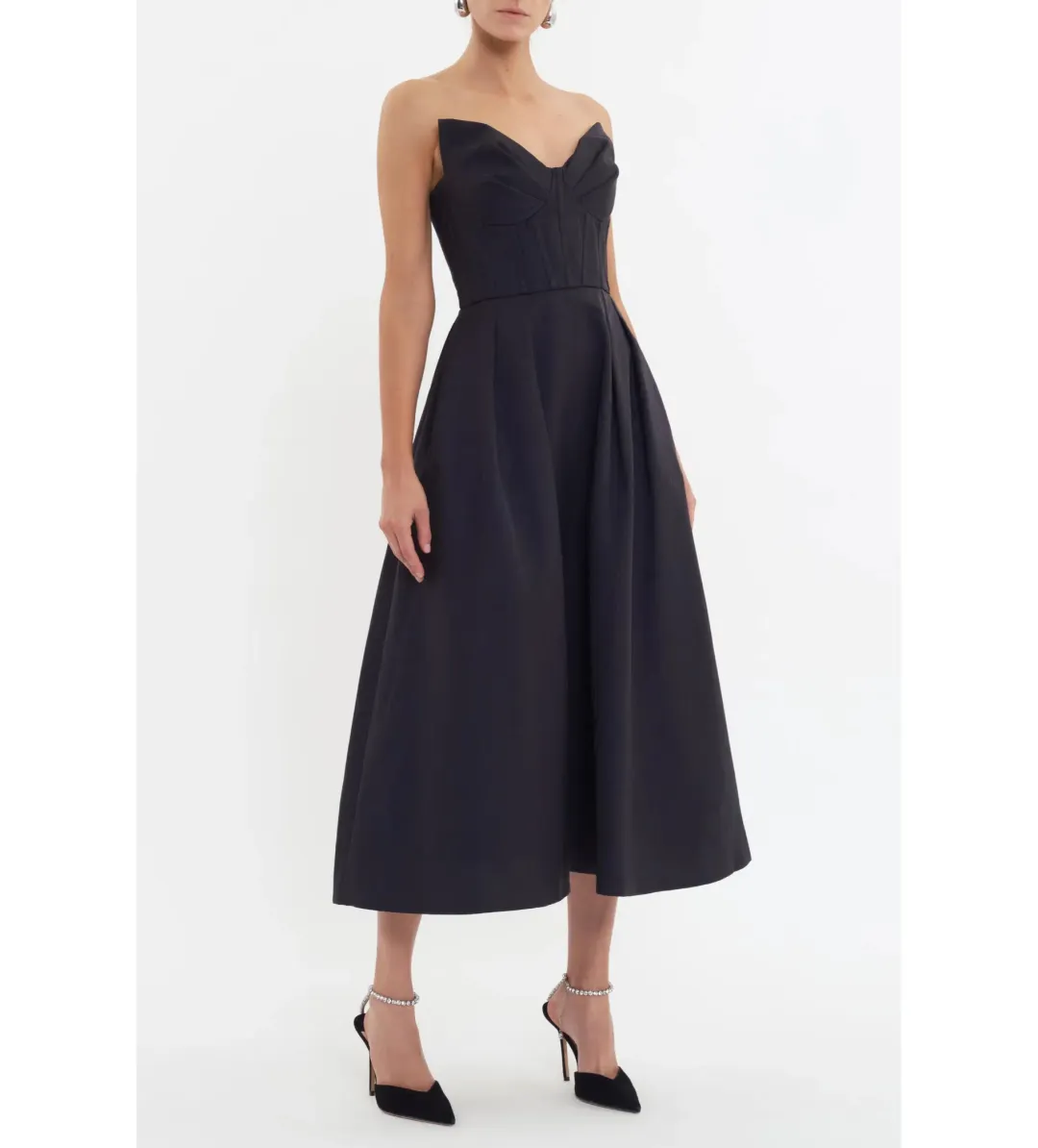 Rebecca Vallance Luiza Strapless Midi Dress Black Size AU 8 for rent on The Volte - main image