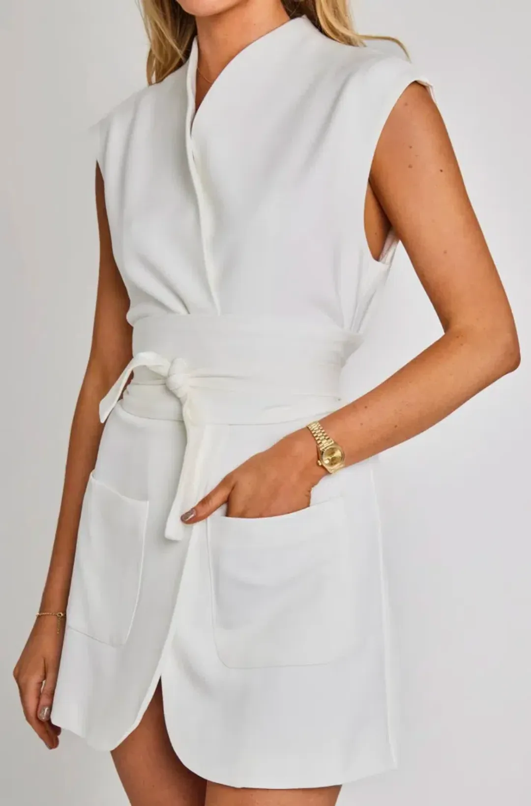 Odd Muse T Ultimate Muse Sleeveless Mini W/Belts White Size 10  for rent on The Volte - main image