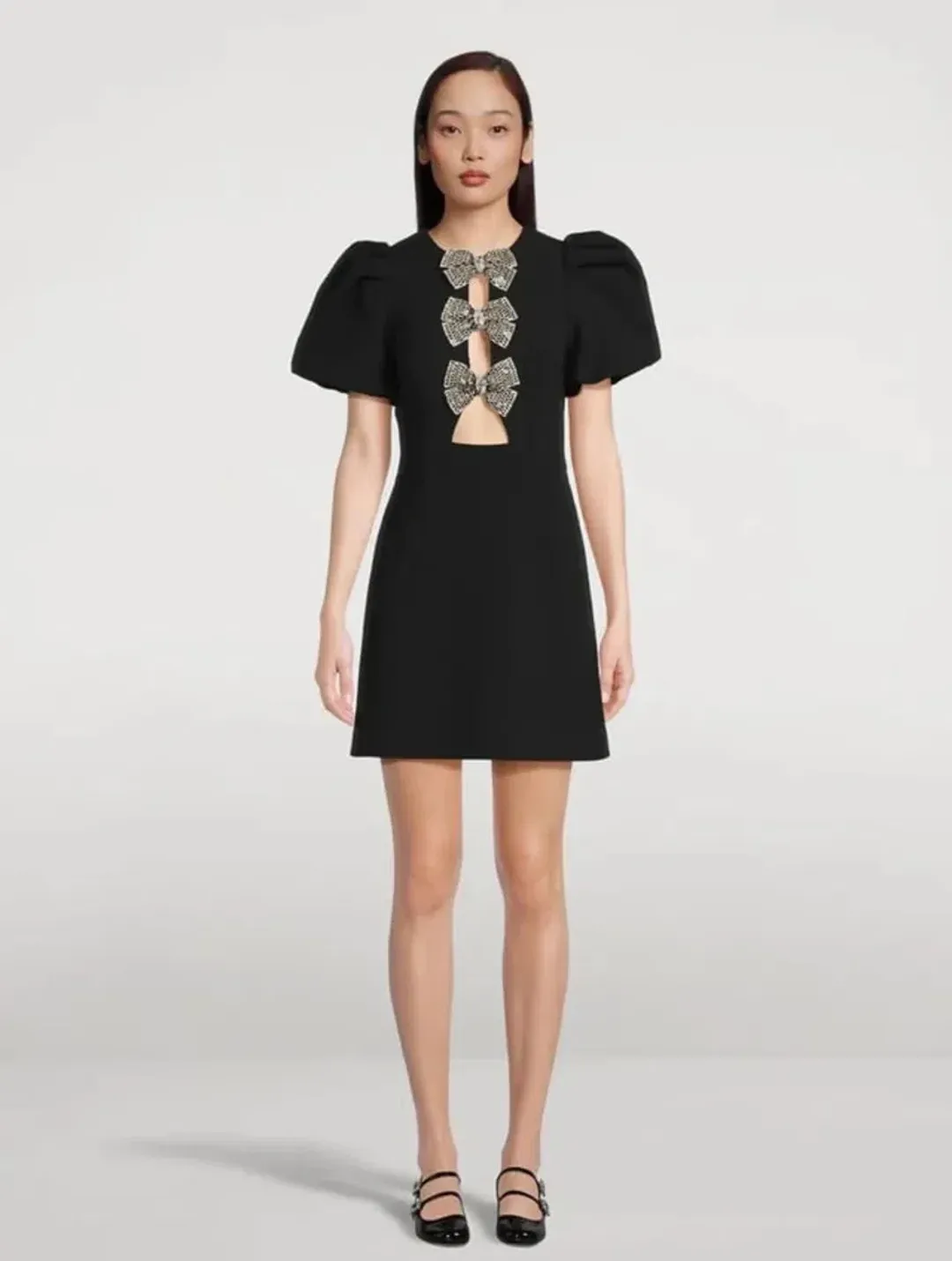 Rebecca Vallance Julianna Puff Sleeve Mini Dress Black Size 8  for rent on The Volte - main image