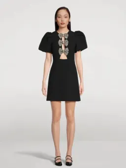 Rebecca Vallance Julianna Puff Sleeve Mini Dress Black Size 8  for rent on The Volte - image 1