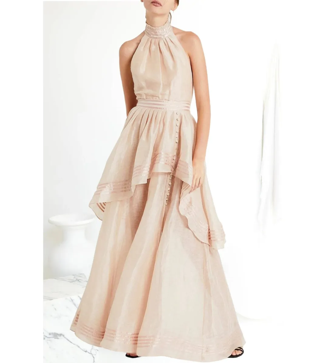 Aje Sienna Dress in Blush Size 10 for rent on The Volte - main image