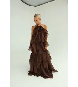 Aje Pandorea Layered Maxi Dress Carob Size 8 for rent on The Volte - image 4
