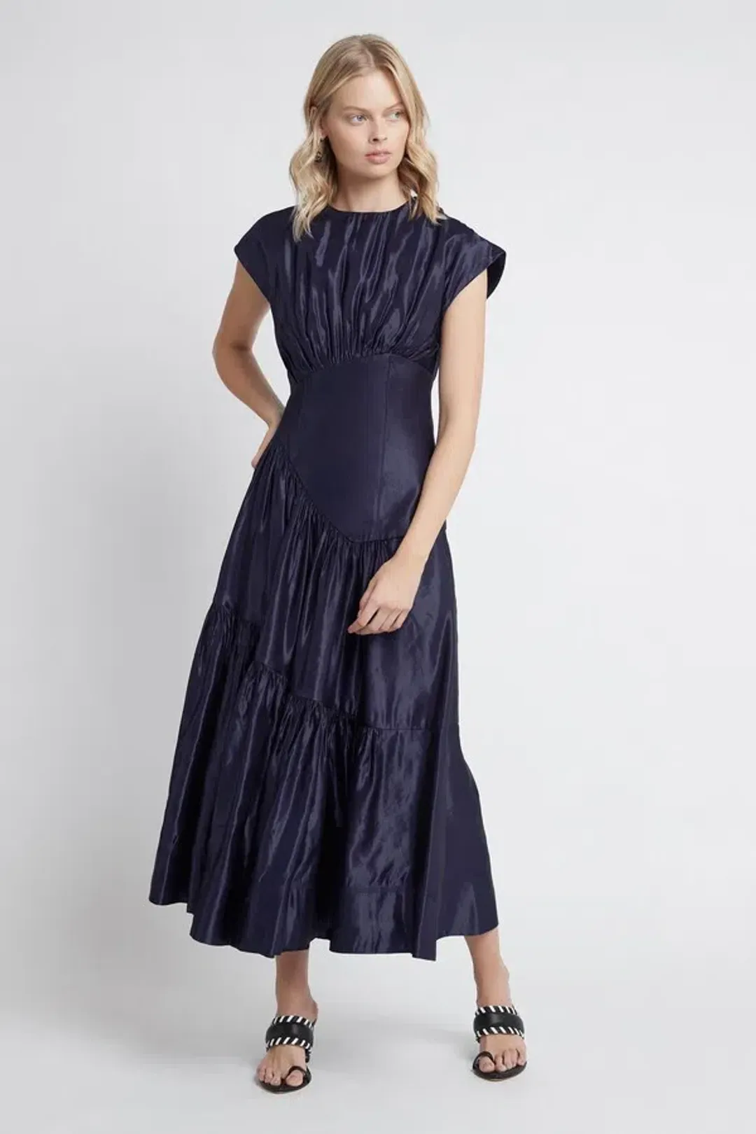Aje Serendipity Reflection Midi in Navy Size 10 for rent on The Volte - main image