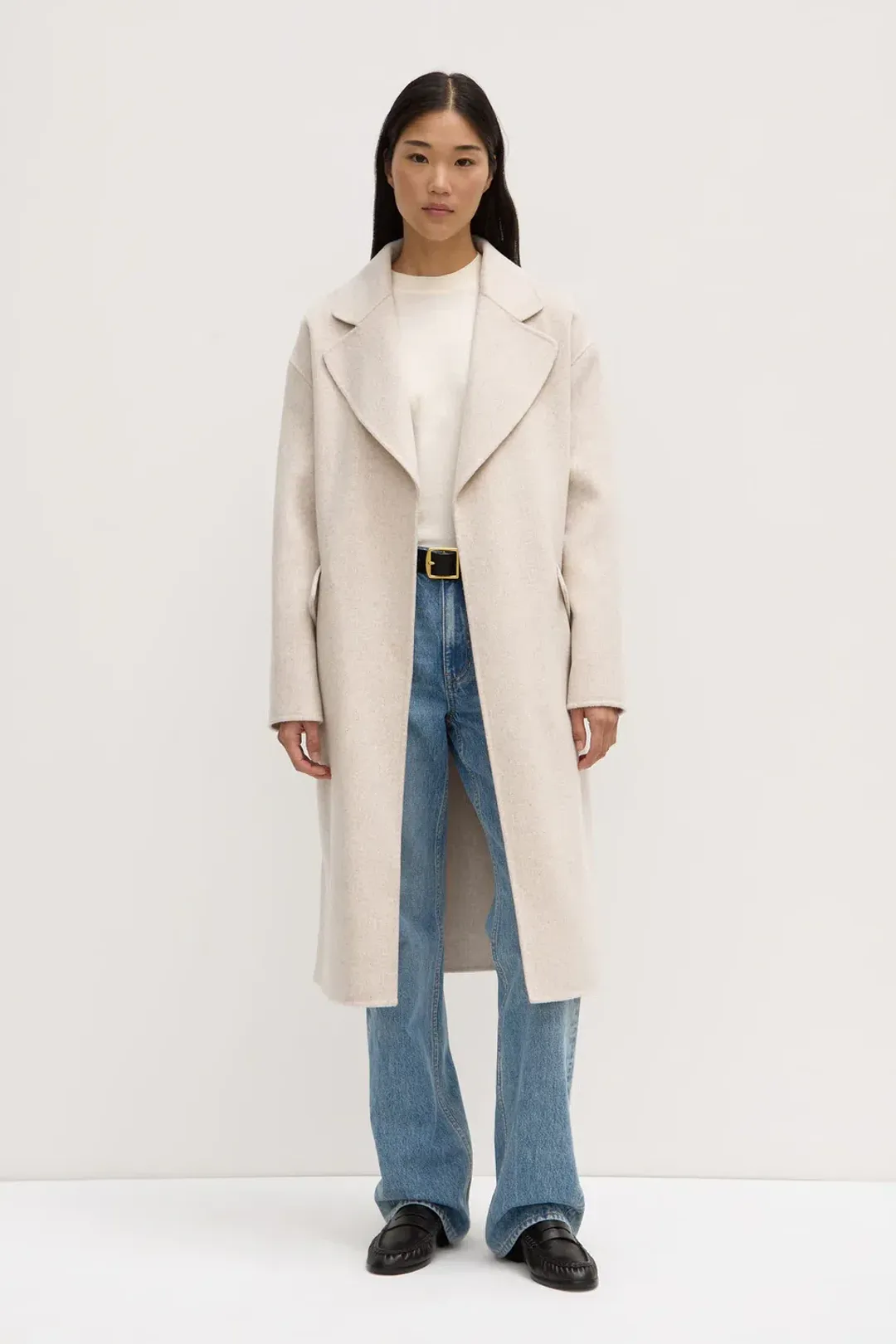 Assembly Label Sadie Single Breasted Wool Coat Oat Marle Cream Size 10 for rent on The Volte - main image