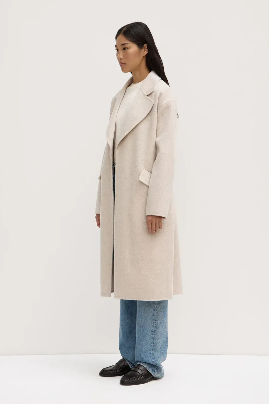 Assembly Label Sadie Single Breasted Wool Coat Oat Marle Cream Size 8 for rent on The Volte - main image