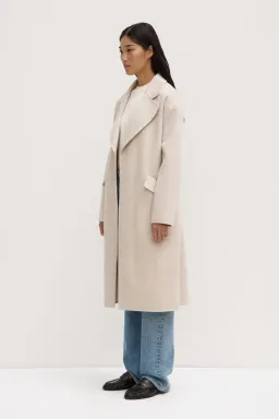 Assembly Label Sadie Single Breasted Wool Coat Oat Marle Cream Size 8 for rent on The Volte - image 2
