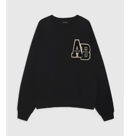 Anine Bing Miles Letterman Oversized Sweatshirt Black Size 12 for rent on The Volte - image 3