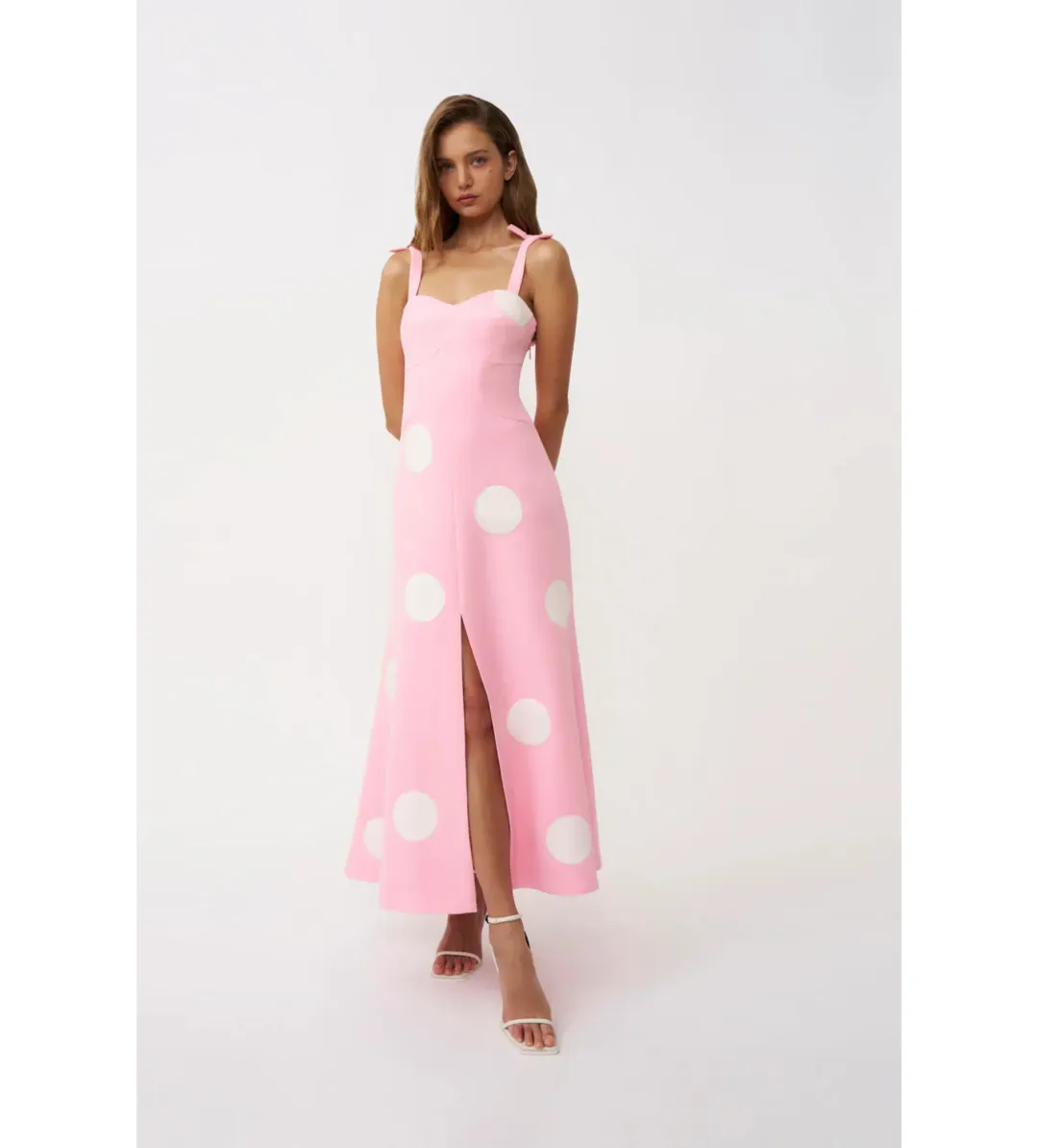 By Johnny Dolcetto Spot Ankle Dress in Pink Ivory Size 10 for rent on The Volte - main image