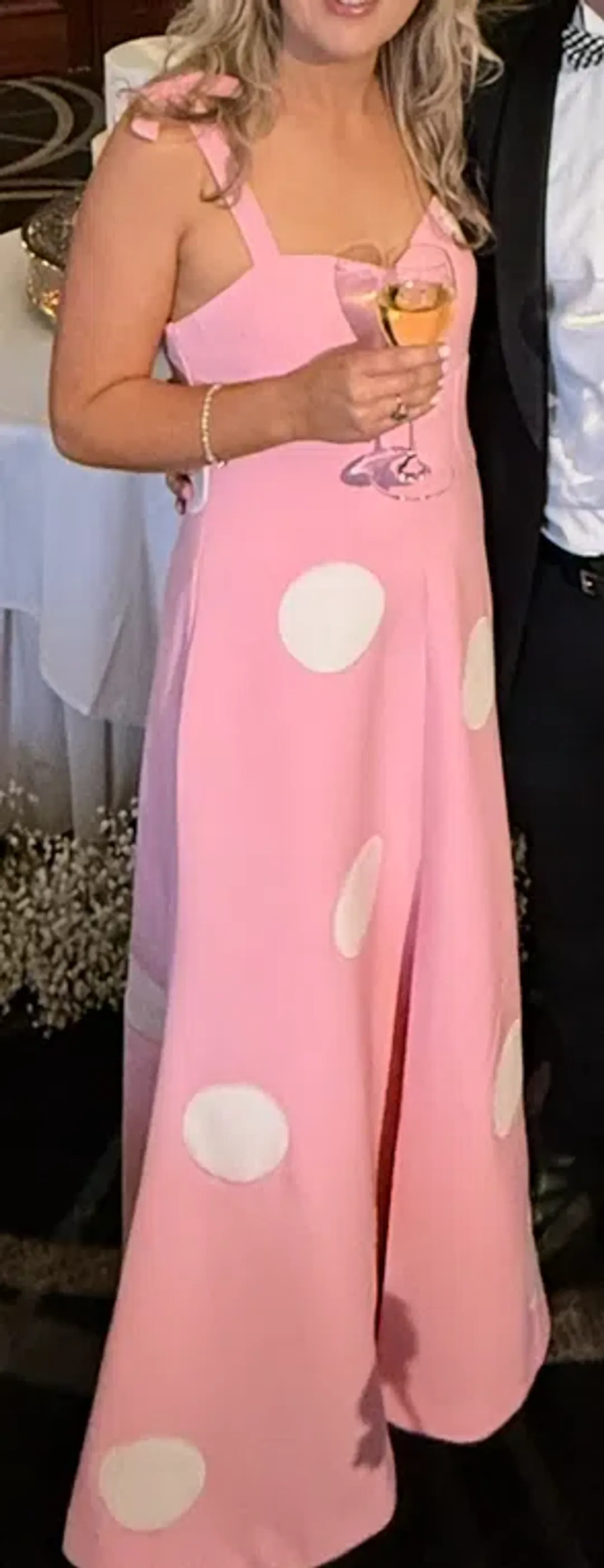 By Johnny Dolcetto Spot Ankle Dress in Pink Ivory Size 10 for rent on The Volte - main image