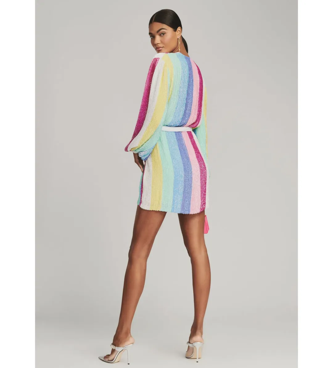 Retrofete Gabrielle Robe Sequin Dress Unicorn Stripe Rainbow Size 8/S for rent on The Volte - main image