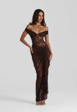 Natalie Rolt Aubrey Maxi Dress Espresso Size 1 / AU 6-8 for rent on The Volte - image 1