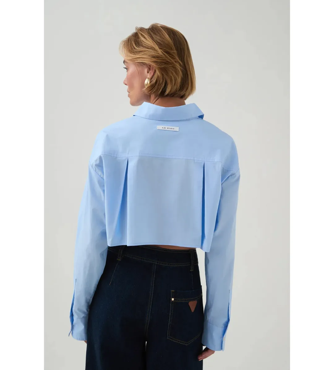 Aje Havana Cropped Shirt Cornflower Blue Size 12 for rent on The Volte - main image