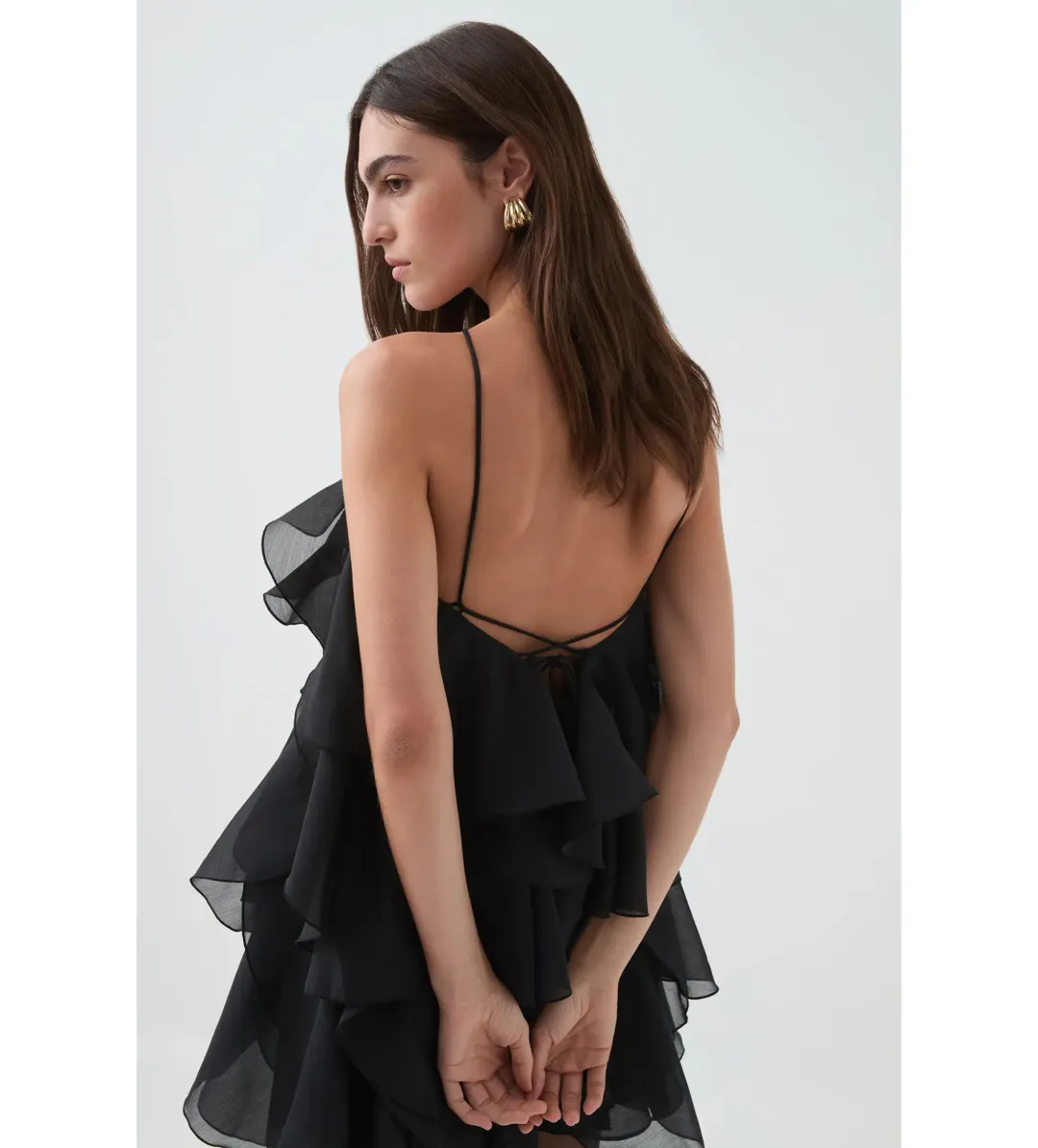 Aje Pandorea Layered Mini Dress in Black Size L / AU 12 for rent on The Volte - main image